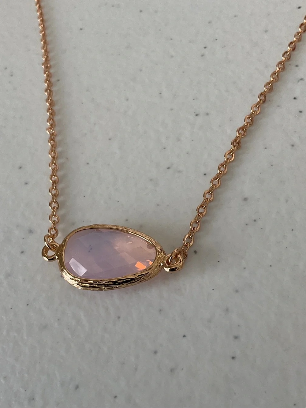 Cloie Rose Gold Necklace with Pale Pink Gemstone